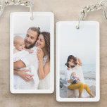 Personalised Two Photo Family Double Sided Key Ring<br><div class="desc">Keep your loved ones close with this Personalised Two Photo Family Double-Sided Keychain. Featuring space for two cherished family photos — one on each side — this custom keychain is a heartfelt way to carry special moments wherever you go. Add names, dates, or a short message to make it uniquely...</div>