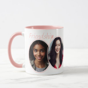 Personalised Two-Photo "Friendship, defined!" Pink Mug
