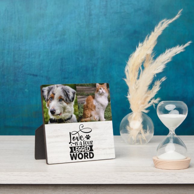 Personalised Two Photo Pet Tabletop Plaque (Insitu)