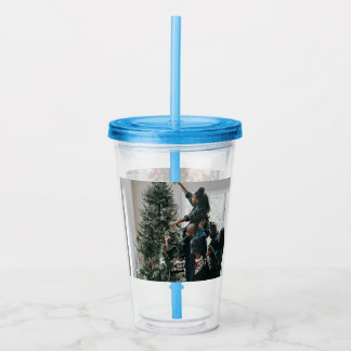Personalised Two Sided Family Christmas Photo  Acrylic Tumbler