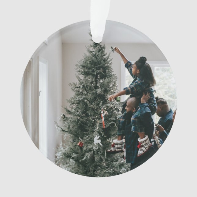 Personalised Two Sided Family Christmas Photo  Ornament (Front)