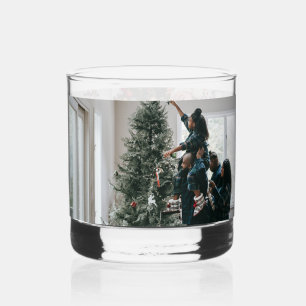 Personalised Two Sided Family Christmas Photo Whiskey Glass