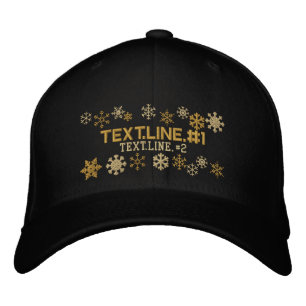Personalised Two Text Lines Snowflakes Winter Embroidered Hat
