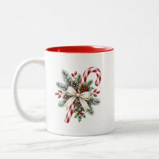 Personalised Two-Tone Candy Cane Christmas Mug