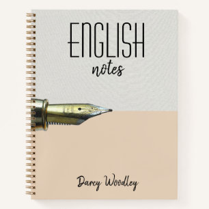 Personalised Two Tone English Notes Notebook