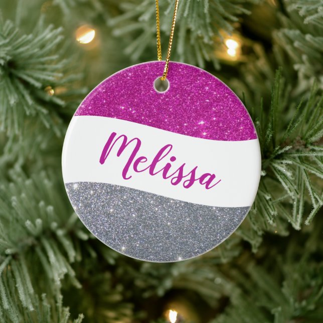 Personalised two tone glitter ceramic ornament (Tree)