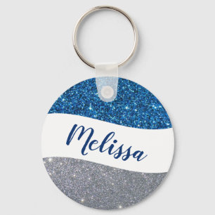 Personalised two tone glitter key ring