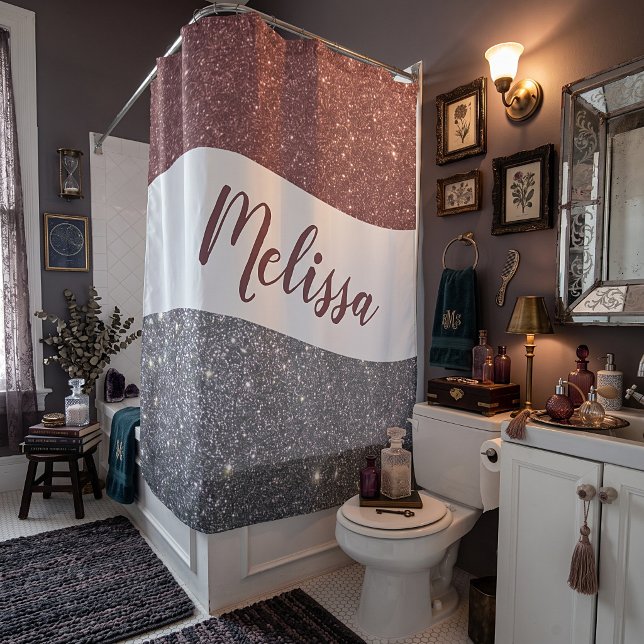 Personalised two tone glitter shower curtain (Creator Uploaded)