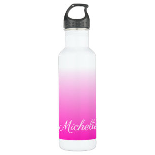 Personalised two-tone gradient ombre hot pink 710 ml water bottle
