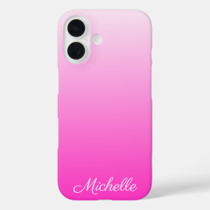 Personalised two-tone gradient ombre hot pink iPhone 16 case