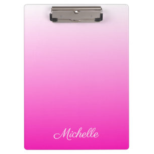 Personalised two-tone gradient ombre hot pink clipboard