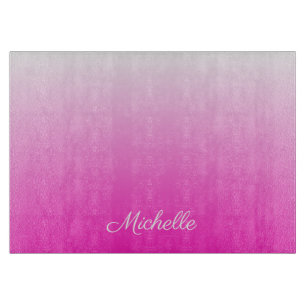 Personalised two-tone gradient ombre hot pink cutting board