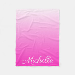 Personalised two-tone gradient ombre hot pink fleece blanket