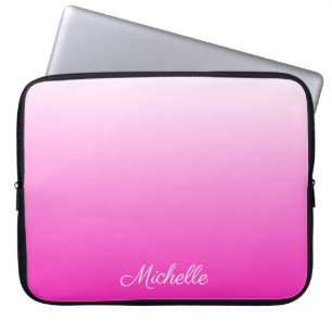 Personalised two-tone gradient ombre hot pink laptop sleeve