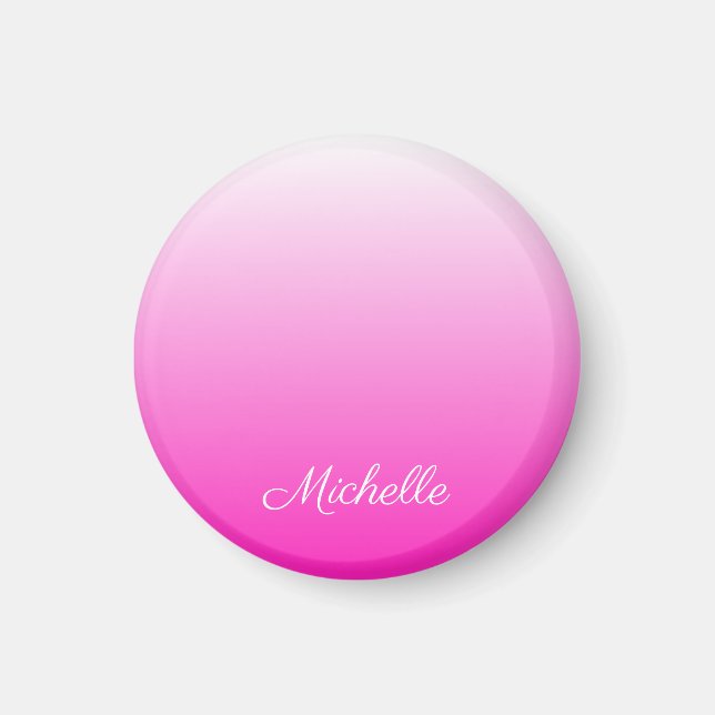 Personalised two-tone gradient ombre hot pink magnet (Front)