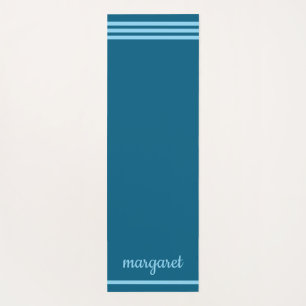 Personalised two-toned blues front & back stripes yoga mat