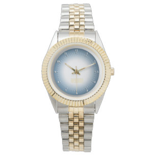 Personalised Two Toned Bracelet Watch/Gold & Blue Watch