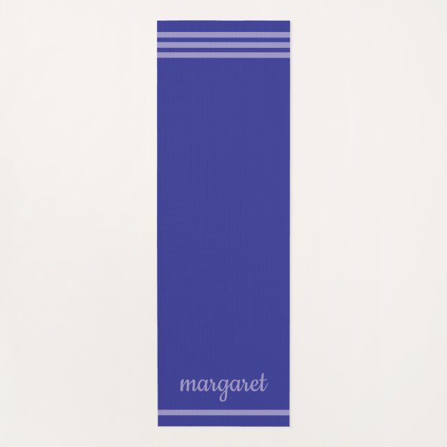 Personalised two-toned purple front & back stripes yoga mat (Front)