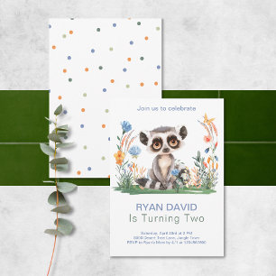 Personalised Two Wild Monkey Safari 2nd Birthday  Invitation
