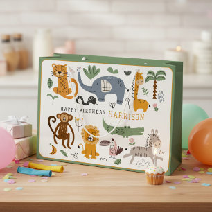 Personalised Two Wild Safari Birthday Large Gift Bag