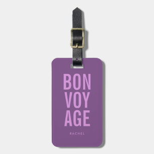 Personalised Typographic Block Text Bon Voyage Luggage Tag