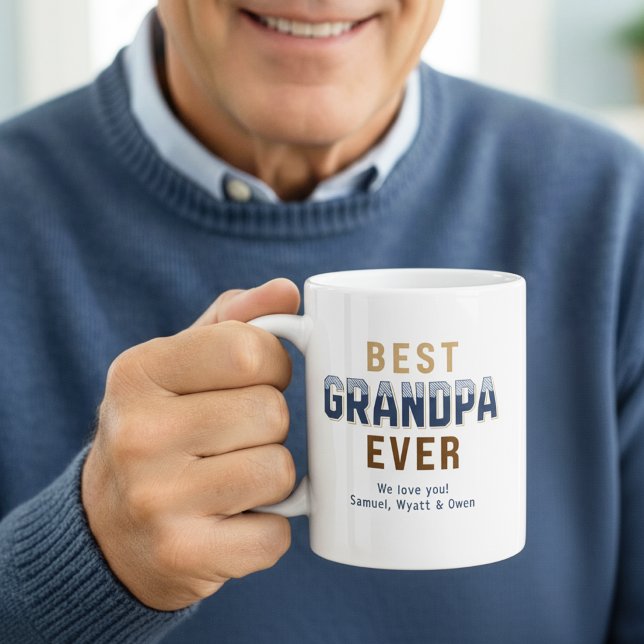 Personalised Typography Design Best Grandpa Ever  Coffee Mug (Creator Uploaded)