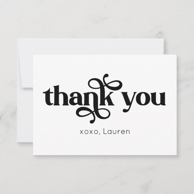 Personalised Typography Flat Thank You Card (Front)
