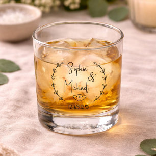Personalised Typography Names Wedding Favours  Whiskey Glass