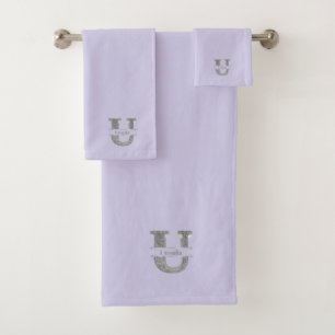 Personalised U Initial Silver Monogram Your Name B Bath Towel Set