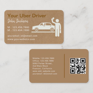 Personalised Uber Driver QR Code Business Card