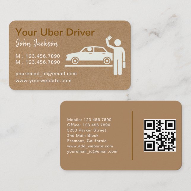  Personalised Uber Driver QR Code  Business Card (Front/Back)