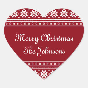 Personalised UGLY CHRISTMAS SWEATER heart stickers