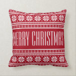 Personalised UGLY CHRISTMAS SWEATER throw pillows<br><div class="desc">Personalised UGLY CHRISTMAS SWEATER throw pillows. Funny fair isle knitting Nordic snowflake pattern. Cute Holiday decoration design. Cosy winter home decor for Xmas party. Personalizable family name and seasons greetings ie Merry Christmas! Two tone. Double sided print in green and red colour. Fun interior accessories for dorm room, sofa, couch...</div>