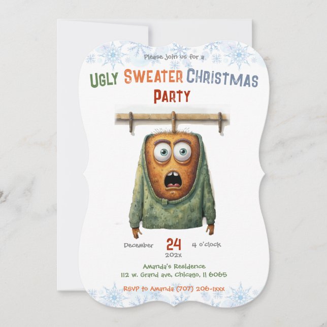 Personalised  Ugly Sweater Christmas Party Invitation (Front)