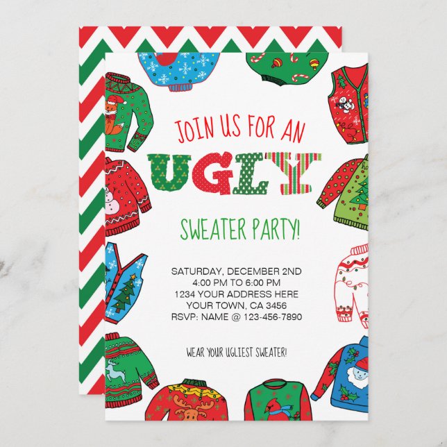 Personalised Ugly Sweater Party Invite (Front/Back)