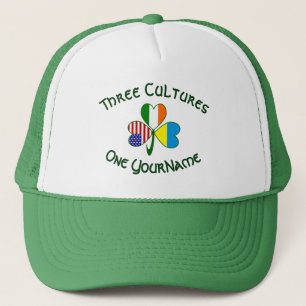 Personalised Ukraine Ireland USA Flag Shamrock Trucker Hat