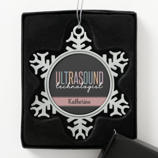 Personalised Ultrasound Technologist Gifts Snowflake Pewter Christmas Ornament (Box)