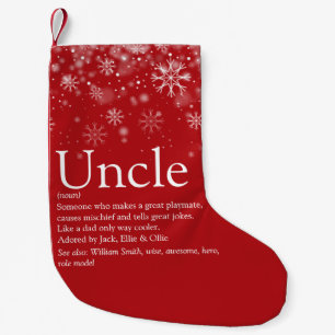 Personalised Uncle Definition Quote Holiday Snow Small Christmas Stocking