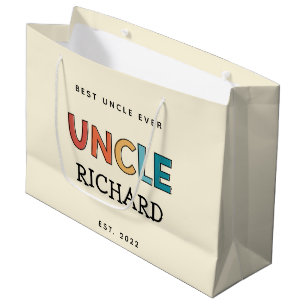 Personalised Uncle Retro Best Uncle Ever Cute Large Gift Bag