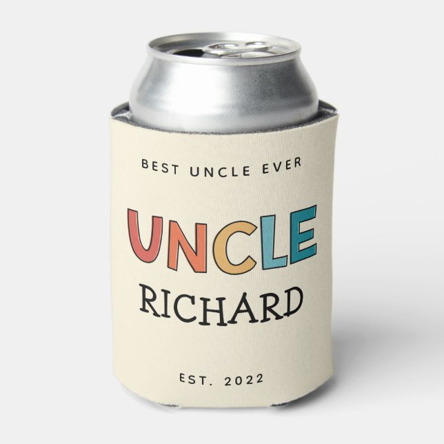 Personalised Uncle Retro Gift Best Uncle Ever Cute Can Cooler (Can Front)