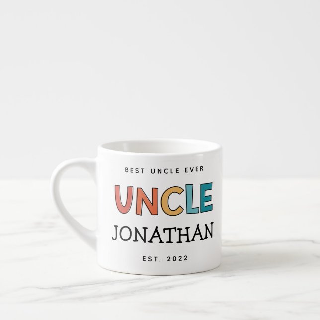 Personalised Uncle Retro Gift Best Uncle Ever Cute Espresso Cup (Left)