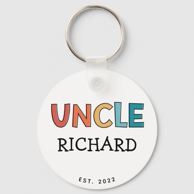 Personalised Uncle Retro Gifts Uncle Established Key Ring (Front)