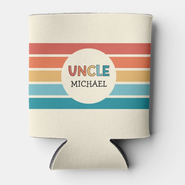 Personalised Uncle Retro Stripes Can Cooler (Front)
