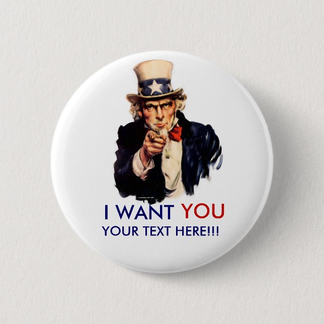 Personalised Uncle Sam Button (Front)