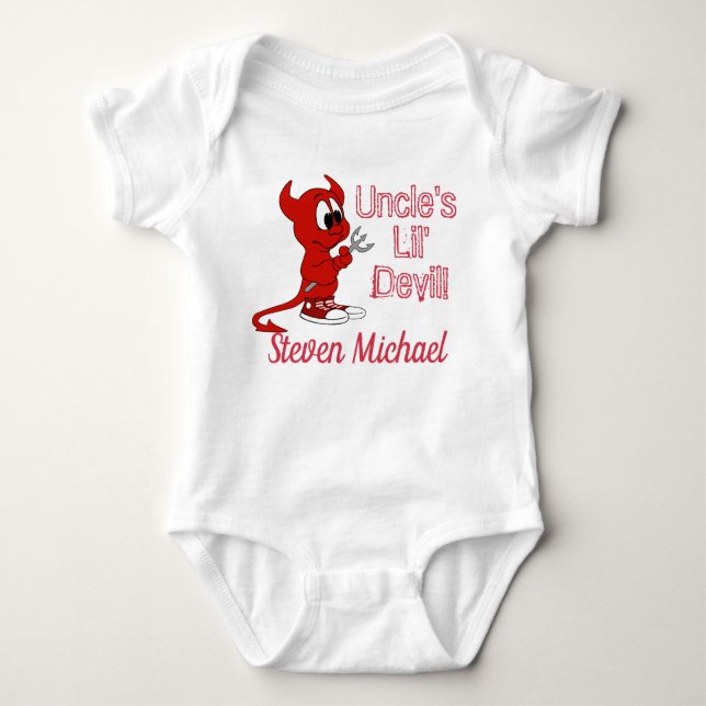Personalised Uncle's Lil Devil with Cute Devil Baby Bodysuit (Front)