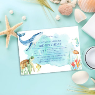 Personalised Under the Sea Birthday - Ocean Turtle Invitation