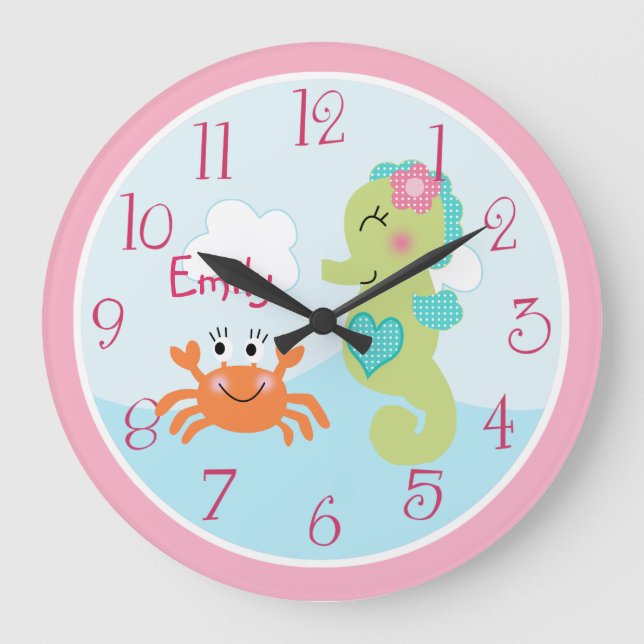 Personalised Under the Sea life Seahorse Clock (Front)