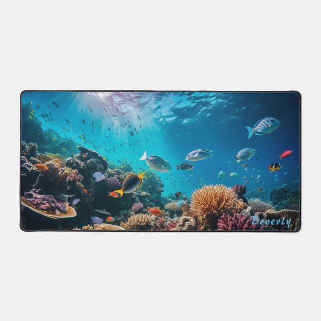 Personalised Underwater Coral Reef Desk Mat  (Front)
