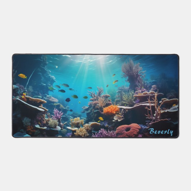 Personalised Underwater Coral Reef Desk Mat  (Front)
