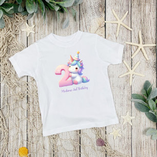 Personalised Unicorn 2nd Second Girls Birthday  T-Shirt